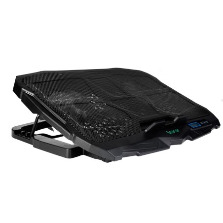 STAND SPACER notebook 17" Gaming, sita metal, Airflow: 72CFM, 2xfan 12.5cm, 2xfan 7cm, led blue, 2xUSB, Turatie reglabila, black