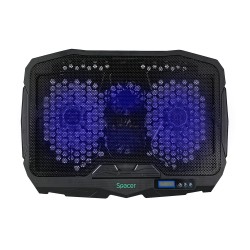 STAND SPACER notebook 17" Gaming, sita metal, Airflow: 72CFM, 2xfan 12.5cm, 2xfan 7cm, led blue, 2xUSB, Turatie reglabila, black