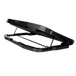 STAND SPACER notebook 17" Gaming, sita metal, Airflow: 72CFM, 2xfan 12.5cm, 2xfan 7cm, led blue, 2xUSB, Turatie reglabila, black