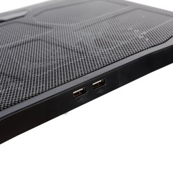 STAND SPACER notebook 17" Gaming, sita metal, Airflow: 72CFM, 2xfan 12.5cm, 2xfan 7cm, led blue, 2xUSB, Turatie reglabila, black