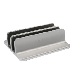 STAND SPACER vertical, notebook 14/17", dublu, protectie impotriva zgarieturilor, latime ajustabila, argintiu, aluminiu sablat, 