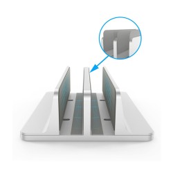 STAND SPACER vertical, notebook 14/17", dublu, protectie impotriva zgarieturilor, latime ajustabila, argintiu, aluminiu sablat, 