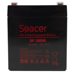 ACUMULATOR UPS SPACER 12V /  5Ah, dimensiuni: 90x70x101mm, inaltime+terminal: 107mm, terminal F2(T2), "SP-BAT-12V5AH" (timbru ve