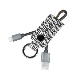CABLU alimentare si date LOGILINK, pt. smartphone, USB 2.0 (T) la USB 2.0 Type-C (T), 0.22m, cu breloc, din piele, negru/ alb, "
