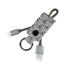 CABLU alimentare si date LOGILINK, pt. smartphone, USB 2.0 (T) la USB 2.0 Type-C (T), 0.22m, cu breloc, din piele, negru/ alb, "