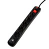 PRELUNGITOR SPACER, Schuko x 5, conectare prin Schuko (T), USB x 2, cablu 4.5 m, 16 A, max. 3500W, protectie supratensiune, Negr