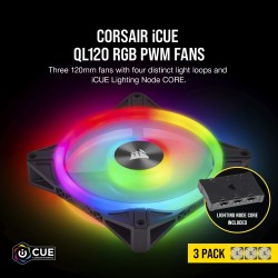 VENTILATOR CORSAIR, pt PC, 120 mm, 1500 rpm, LED RGB, pack 3 ventilatoare, "CO-9050098-WW"