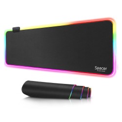MousePAD RGB SPACER gaming, cauciuc si material textil, 900 x 300 x 3 mm, 1.8 m lungime cablu, negru "SP-PAD-GAME-RGB-B" 4650147