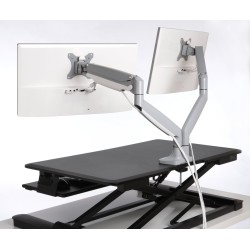 SUPORT de birou KENSINGTON, pt 2 TV/monitor plat, curbat, diag. max 32 inch, rotatie, inclinare, pivotare, orizontala, verticala