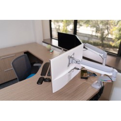 SUPORT de birou KENSINGTON, pt 2 TV/monitor plat, curbat, diag. max 32 inch, rotatie, inclinare, pivotare, orizontala, verticala
