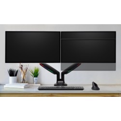 SUPORT de birou KENSINGTON, pt 2 TV/monitor plat, curbat, diag. max 34 inch, rotatie, inclinare, pivotare, orizontala, verticala