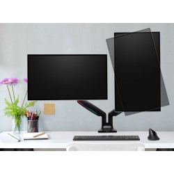 SUPORT de birou KENSINGTON, pt 2 TV/monitor plat, curbat, diag. max 34 inch, rotatie, inclinare, pivotare, orizontala, verticala