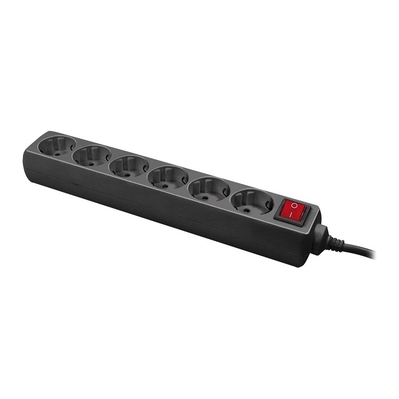 PRELUNGITOR LOGILINK, Schuko x 6, conectare prin Schuko (T), cablu 1.5 m, 16 A, protectie copii, negru, "LPS202B" (timbru verde 