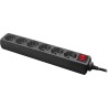 PRELUNGITOR LOGILINK, Schuko x 6, conectare prin Schuko (T), cablu 1.5 m, 16 A, protectie copii, negru, "LPS202B" (timbru verde 