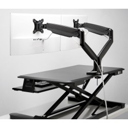SUPORT de birou KENSINGTON, pt 2 TV/monitor plat, curbat, diag. max 34 inch, rotatie, inclinare, pivotare, orizontala, verticala