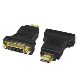 ADAPTOR video LOGILINK, HDMI (T) la DVI-D DL (M), conectori auriti, rezolutie maxima Full HD (1920 x 1080) la 60 Hz, negru, "AH0