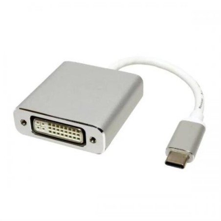 CABLU video SPACER, adaptor USB Type-C (T) la DVI-I DL (M), 15cm, rezolutie maxima 4K UHD (3840 x 2160) la 30 Hz, silver, "SP-CM
