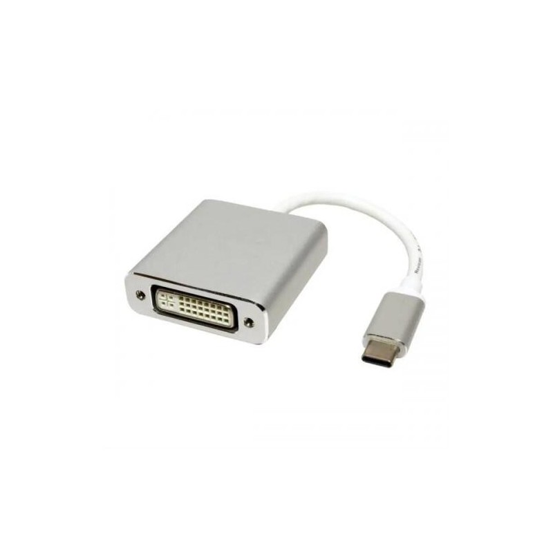 CABLU video SPACER, adaptor USB Type-C (T) la DVI-I DL (M), 15cm, rezolutie maxima 4K UHD (3840 x 2160) la 30 Hz, silver, "SP-CM