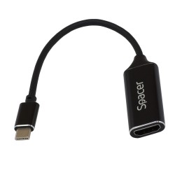 CABLU video SPACER, adaptor USB 3.1 Type-C (T) la HDMI (M), 15cm, rezolutie maxima 4K UHD (3840 x 2160) la 30 Hz, Black, "SP-CM-