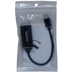 CABLU video SPACER, adaptor USB 3.1 Type-C (T) la HDMI (M), 15cm, rezolutie maxima 4K UHD (3840 x 2160) la 30 Hz, Black, "SP-CM-
