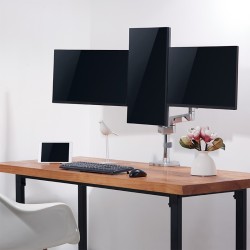 SUPORT de birou LOGILINK, pt 3 TV/monitor plat, curbat, diag. max 27 inch, rotatie, inclinare, pivotare, orizontala, verticala, 