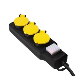PRELUNGITOR LOGILINK, Schuko x 3, conectare prin Schuko (T), cablu 1.5 m, 16 A, protectie stropire cu apa, negru/ galben, "LPS25