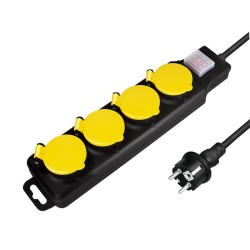 PRELUNGITOR LOGILINK, Schuko x 4, conectare prin Schuko (T), cablu 1.5 m, 16 A, protectie stropire cu apa, negru/ galben, "LPS25
