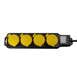 PRELUNGITOR LOGILINK, Schuko x 4, conectare prin Schuko (T), cablu 1.5 m, 16 A, protectie stropire cu apa, negru/ galben, "LPS25