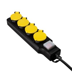 PRELUNGITOR LOGILINK, Schuko x 4, conectare prin Schuko (T), cablu 1.5 m, 16 A, protectie stropire cu apa, negru/ galben, "LPS25
