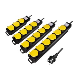 PRELUNGITOR LOGILINK, Schuko x 5, conectare prin Schuko (T), cablu 1.5 m, 16 A, protectie stropire cu apa, negru/ galben, "LPS25
