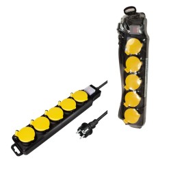 PRELUNGITOR LOGILINK, Schuko x 5, conectare prin Schuko (T), cablu 1.5 m, 16 A, protectie stropire cu apa, negru/ galben, "LPS25