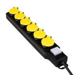 PRELUNGITOR LOGILINK, Schuko x 6, conectare prin Schuko (T), cablu 1.5 m, 16 A, protectie stropire cu apa, negru/ galben, "LPS25