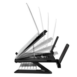 SUPORT de birou LOGILINK pt. notebook, 9 pozitii, holder pt. smartphone, suporta dimensiuni 10-15.6", pliabil, negru, "AA0133"