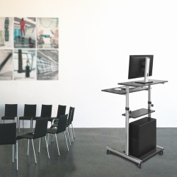 STAND mobil LOGILINK, pt 1 TV/monitor plat, curbat, diag. max nu e cazul, verticala, roti, max 60 Kg, "BP0070"