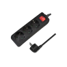 PRELUNGITOR LOGILINK, Schuko x 3, cablu 3G 1.5mm2, 230 V/16 A, 50 Hz, max. 3500 W, buton intrerupator iluminat, IP20, 1.4m, negr