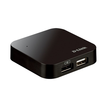 HUB extern D-LINK, porturi USB: USB 2.0 x 4, conectare prin USB 2.0, alimentare retea 220 V, negru, "DUB-H4" (timbru verde 0.8 l