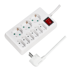 PRELUNGITOR LOGILINK, Schuko x 3 + Euro skt x 6, cablu 3G 1.5mm2, 230 V/16 A, 50 Hz, max. 3500 W, buton intrerupator iluminat, I