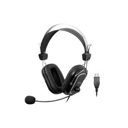 CASTI A4tech, cu fir, standard, utilizare multimedia, microfon pe brat, conectare prin USB 2.0, negru / argintiu, "HU-50", (timb