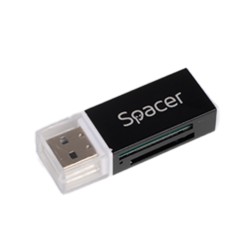CARD READER extern SPACER, interfata USB 2.0, citeste/scrie: SD, microSD, MS, M2; aluminiu, black, "SPCR-658" (timbru verde 0.03
