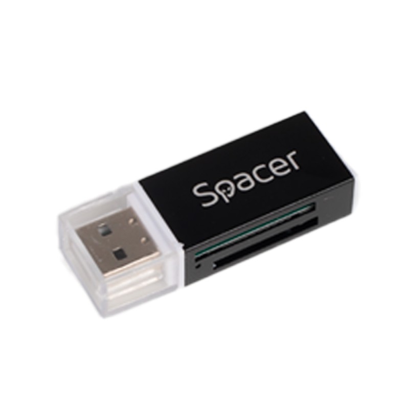 CARD READER extern SPACER, interfata USB 2.0, citeste/scrie: SD, microSD, MS, M2; aluminiu, black, "SPCR-658" (timbru verde 0.03