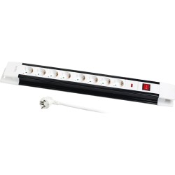 PRELUNGITOR LOGILINK, Schuko x 8, conectare prin Schuko (T), cablu 3 m, 16 A, protectie copii, alb/ negru, "LPS207" (timbru verd