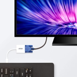 CABLU video ATEN, cablu or adaptor video, Mini-DisplayPort (T) la VGA (M), Full HD+ (1920x1200) la 60Hz, "VC920-AT" (timbru verd