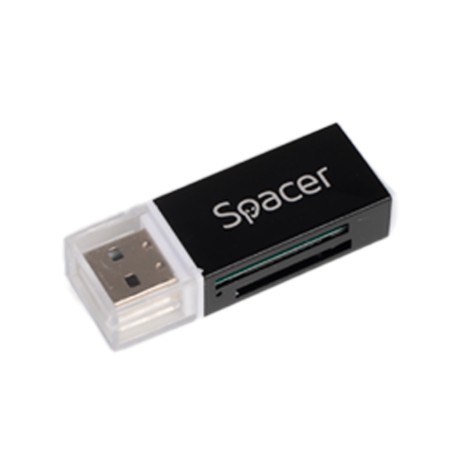 CARD READER extern SPACER, interfata USB 2.0, citeste/scrie: SD, microSD, MS, M2; aluminiu, black, "SPCR-658" (timbru verde 0.03