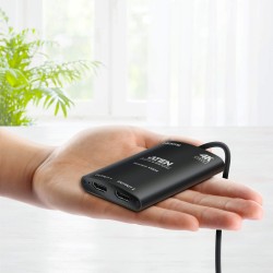 SPLITTER video ATEN, split HDMI la 2 monitoare, conector 1: HDMI (T); conector 2: HDMI (M) x 2, "VS82H-AT" (timbru verde 0.8 lei