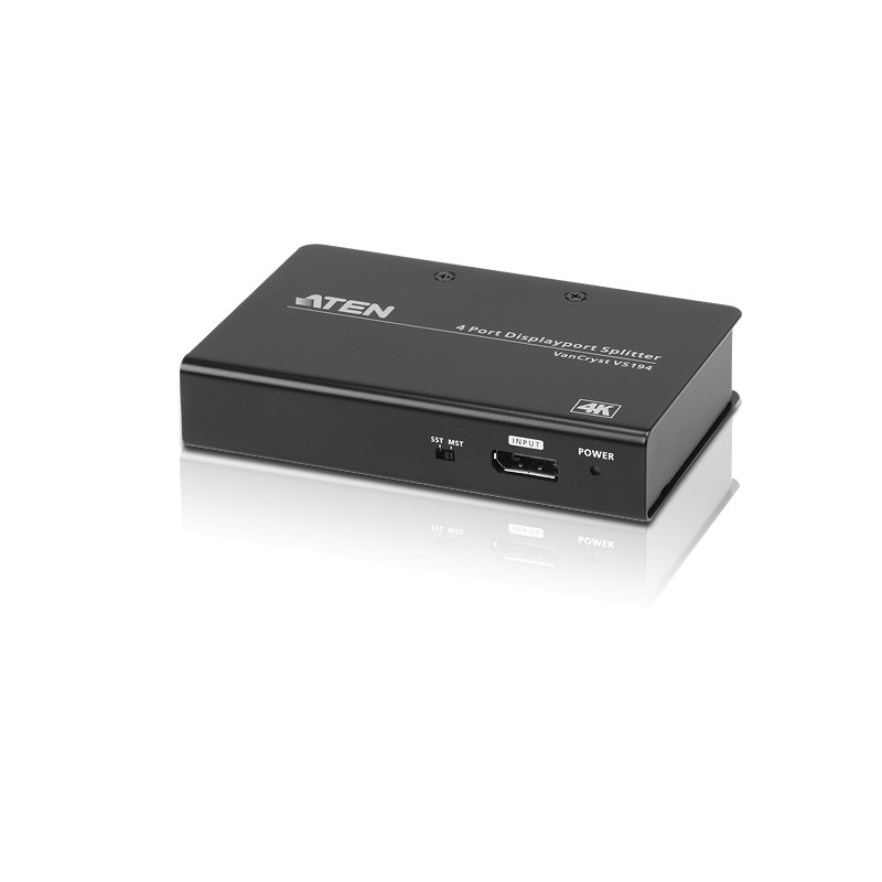 SPLITTER video ATEN, split 4 monitoare la 1 PC, conector 1: DisplayPort (M); conector 2: DisplayPort (M) x 4, "VS194-AT-G" (timb