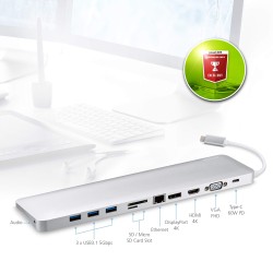 DOCKING Station ATEN universal, conectare PC USB Type C, USB 3.1 x 3, porturi video VGA x 1, Display Port x 1, HDMI x 1,  RJ-45,