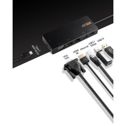 DOCKING Station ATEN universal, conectare PC USB Type C, USB 2.0 x 1, USB 3.1 x 1, porturi video VGA x 1, HDMI x 1,  RJ-45, NB 6