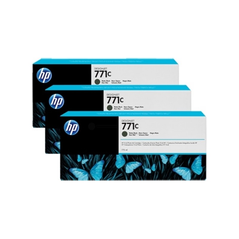 Tri-Pack Original HP Matte Black, nr.771C, pentru DesignJet Z6200, , (timbru verde 0.45 lei), "B6Y31A"