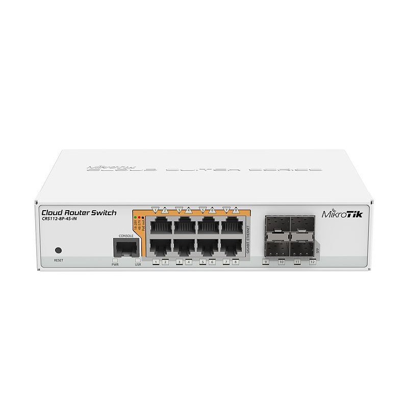 SWITCH MIKROTIK, CRS112-8P-4S-IN, porturi Gigabit x 8, SFP+ x 4, managed, carcasa metalica, "CRS112-8p-4s-in" (timbru verde 2 le