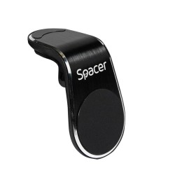 SUPORT auto SPACER pt. SmartPhone, fixare in grilaj bord, prindere magnetica telefon 360 grade, black, "SPT-MGN"